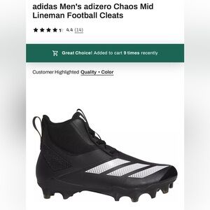 NWT Adidas Men's Adizero Chaos Mid Lineman Football Cleats - Black size 16